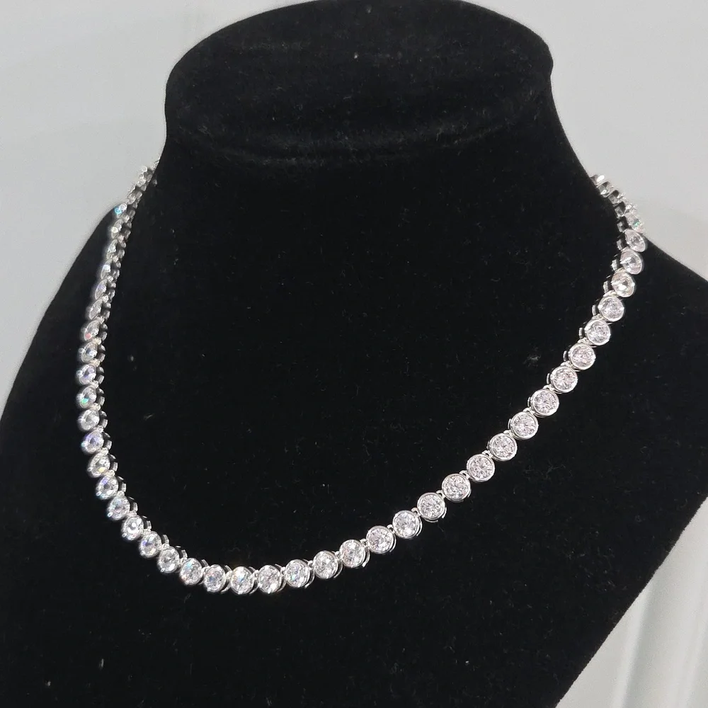 💎▪️ Camila Coelho▪️ Beautiful  Silver Tone Cubiz Zirconia 15in  Necklace